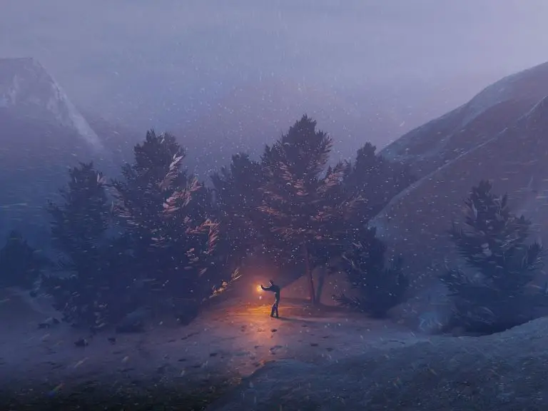 man lost in a dark landscape